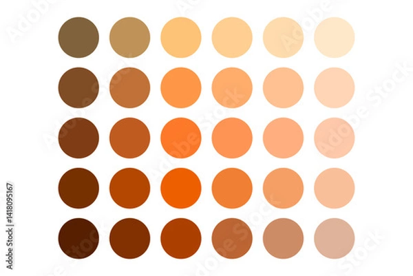Fototapeta Brown circle palette. Soft beige vector. Gradient dot pattern. Warm tone swatches.