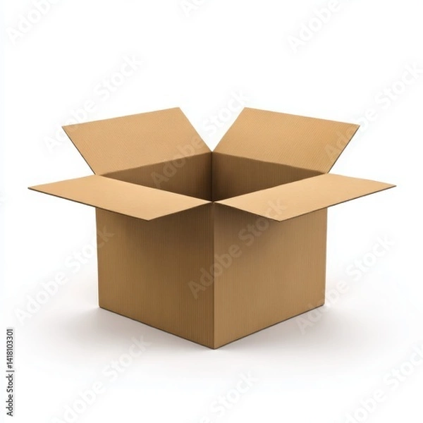 Fototapeta Open cardboard box isolated on white background