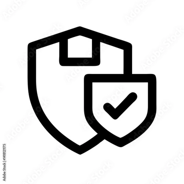Fototapeta Shield with Checkmark for Package Security Icon Design