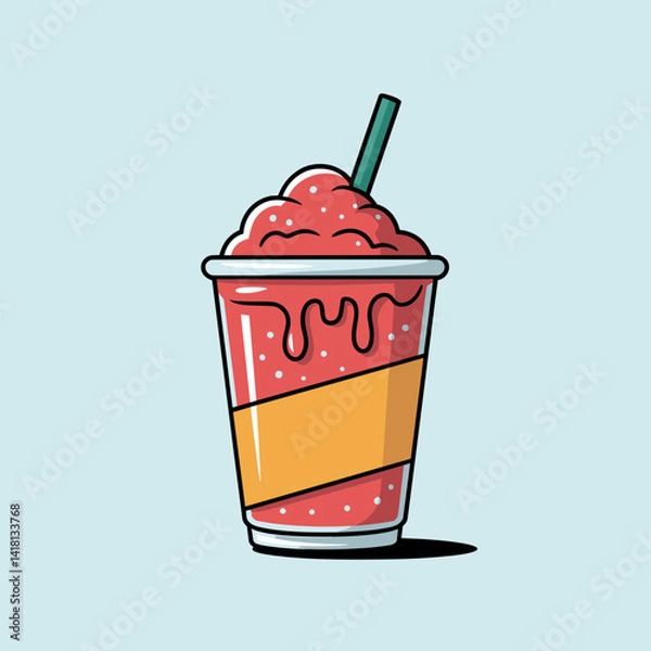Obraz Cool Slushy Drink in To-Go Cup with Straw