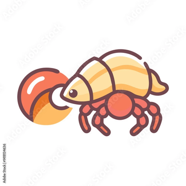 Fototapeta Cute Hermit Crab Illustration with Shell on Black
