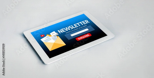 Fototapeta newsletter signup page on computer for customer to subscribe snugly newsletter update information to subscriber