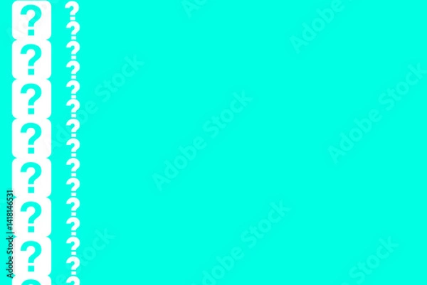 Obraz Colorful turquoise background with white question marks arranged in a creative pattern