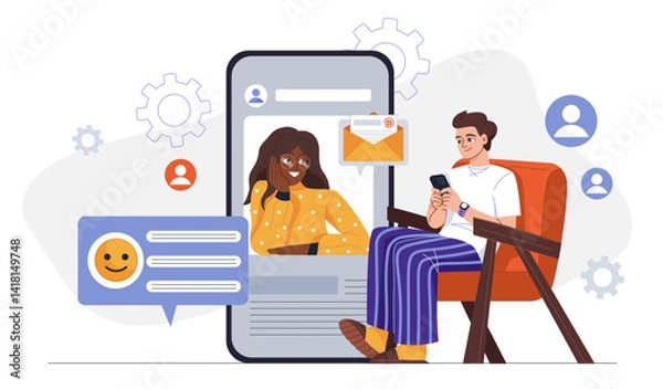 Obraz Online chat communication concept. Vector illustration