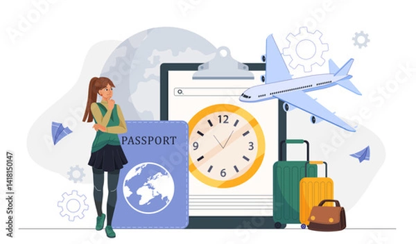 Obraz Travel planning with documents and luggage. Vector illustration