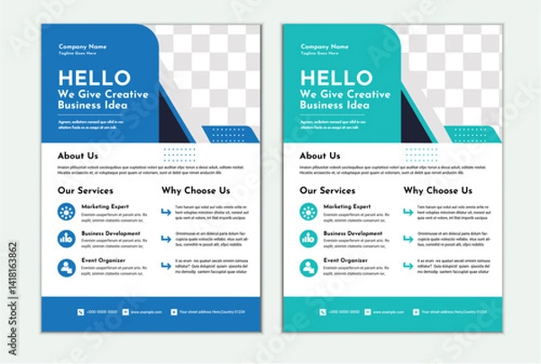 Obraz Creative Corporate & Business Flyer Brochure Template Design, a4 vector editable template design, trendy geometric shape template print design.