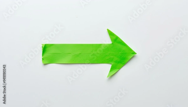 Fototapeta Green torn matte Adhesive tape paper sticker. Design elements, PNG, Cutout beautiful green big arrrow sign pic..