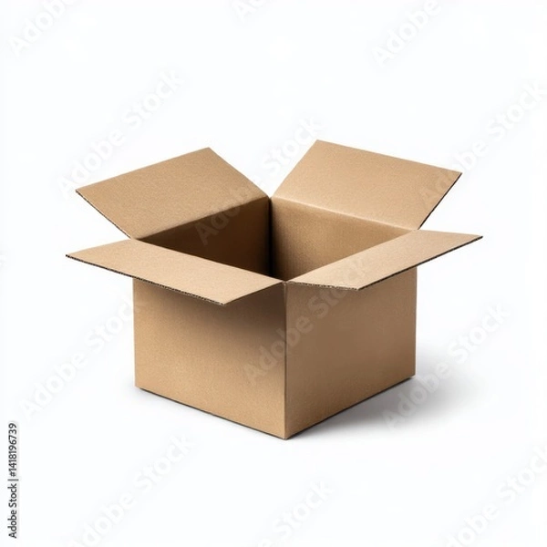 Fototapeta Open cardboard box isolated on white background