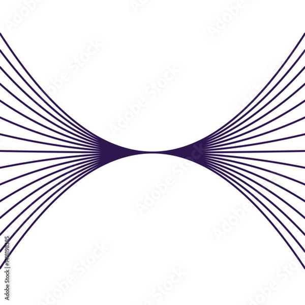 Fototapeta A symmetrical design featuring converging purple lines forming a graceful hourglass shape on a white background.