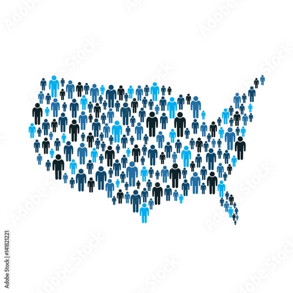 Obraz .American People by the Map illustration