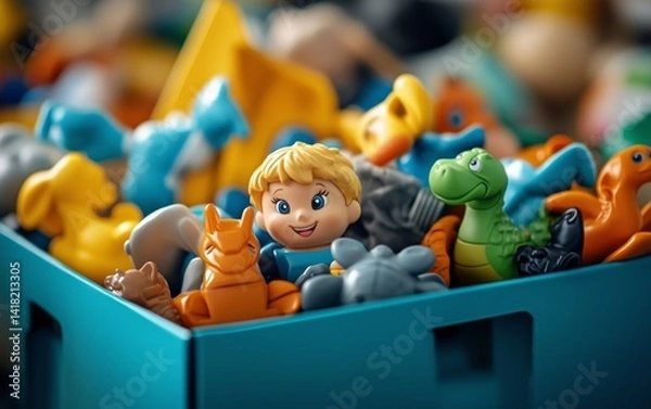 Fototapeta Colorful Toys in a Box: A Child's Imagination