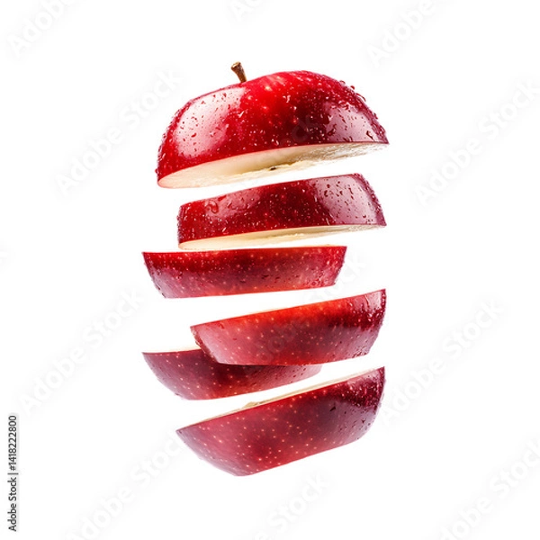 Obraz flying red apple slices