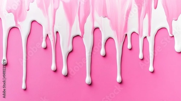 Obraz Pink and white paint drips background texture