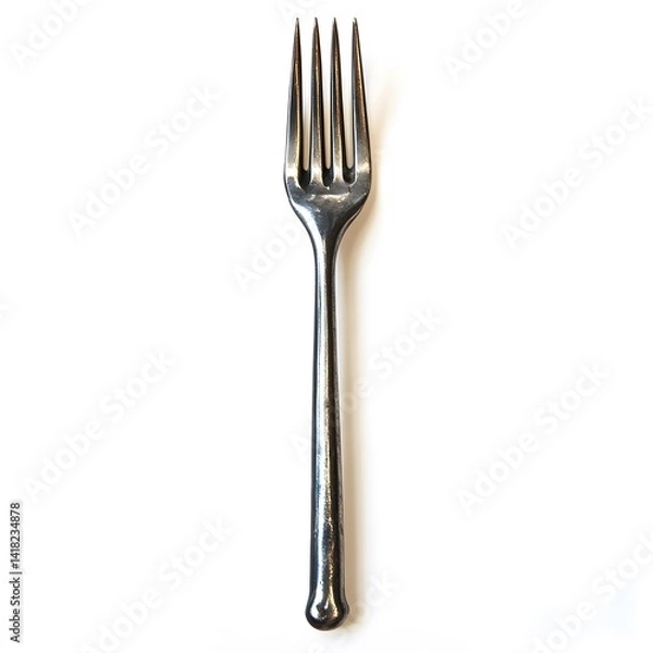 Fototapeta Rustic Metal Fork with White Background. (1)