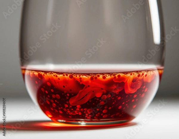 Fototapeta Natural Red Wine Sediment Lees Macro Photography - Unfiltered Wine Close Up Artistic Beverage Shot - Backlit Texture Detail Minimalist Style