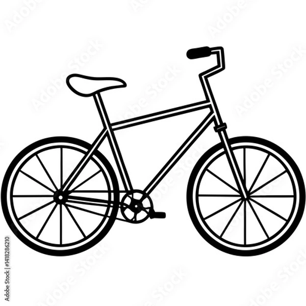 Fototapeta Simplified Bicycle Silhouette: This illustration showcases a classic bicycle silhouette in a clean and minimalist design, perfect for various design applications and thematic visuals.
