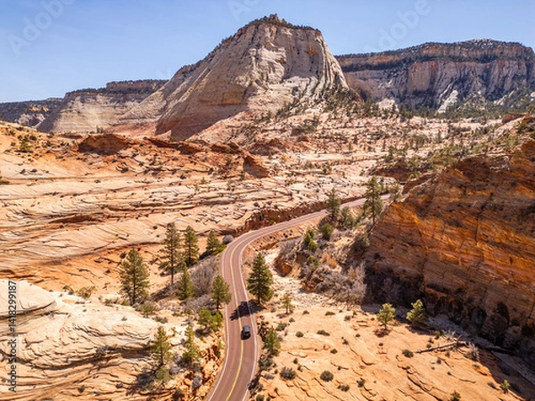 Fototapeta Zion National Park is a national park of the United States located in southwestern Utah. The park has a unique geography and a variety of life zones that allow for unusual plant and animal diversity