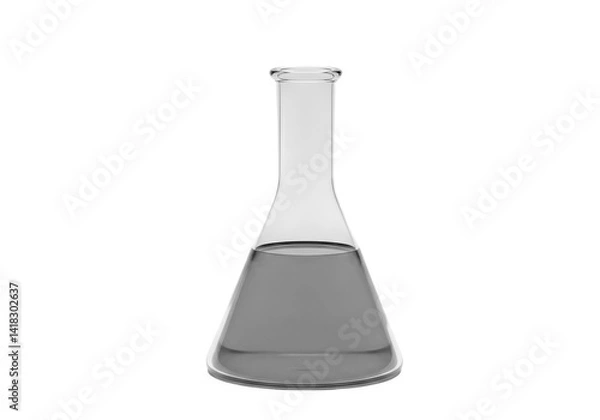 Obraz 3d erlenmeyer flask with blue liquid stock photo isolated on white background