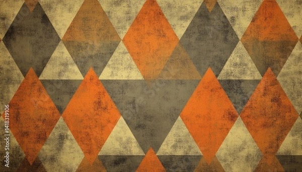 Obraz Abstract geometric pattern with textured triangles in autumnal colors.
