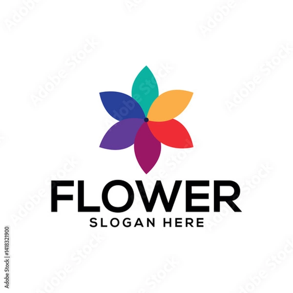 Fototapeta flower silhouette vector line art logo design