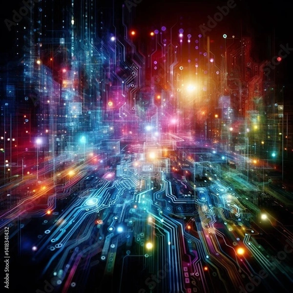 Fototapeta Futuristic Humanoid Robots in a High-Tech Laboratory