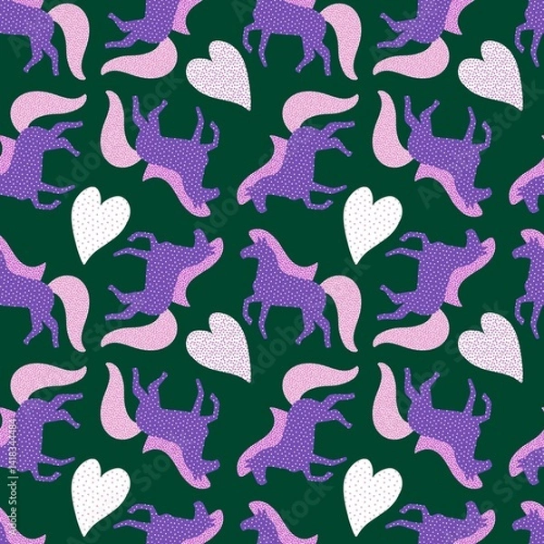 Obraz Christmas animals seamless horse pattern for wrapping paper and fabrics