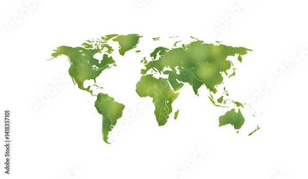 Fototapeta Eco-Friendly World Map Made of Green Moss on Textured Brown Paper Background Symbolizing Sustainability
