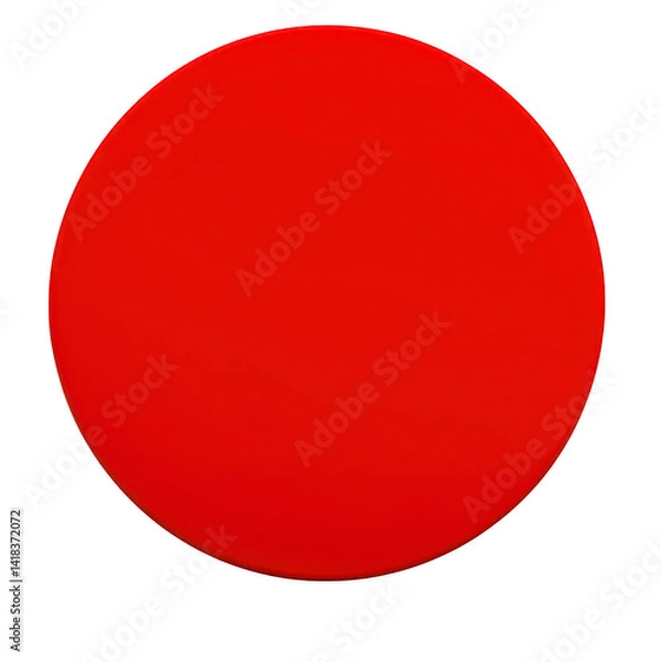 Fototapeta vibrant red circle with smooth surface, symbolizing energy and passion, stands out against plain background. bold color and simple shape create striking visual impact