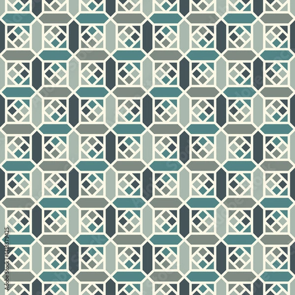 Fototapeta Geometrical ornament. Seamless pattern. Abstract backdrop. Figures wallpaper. Geometric background. Ethnic motif. Mosaic ornate. Digital paper. Textile print. Web design.