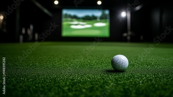Fototapeta Golf simulator indoor practice