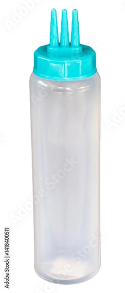 Fototapeta Three holes plastic squeeze sauce bottle on transparent background