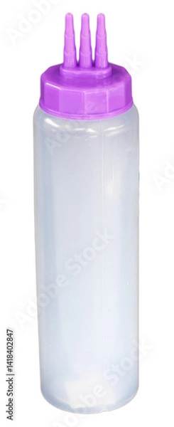 Fototapeta Three holes plastic squeeze sauce bottle on transparent background