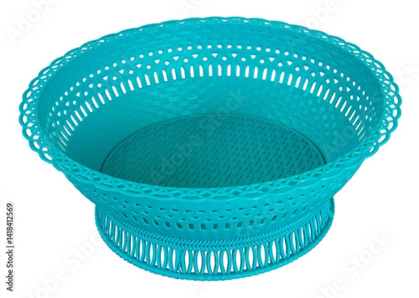 Fototapeta A small round plastic storage basket for multipurpose use on a transparent background