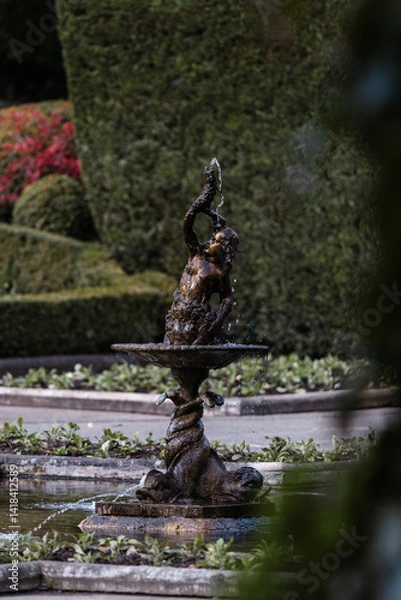 Fototapeta Fountain at The Butchart Gardens on Vancouver Island in British Columbia Canada in Fall
