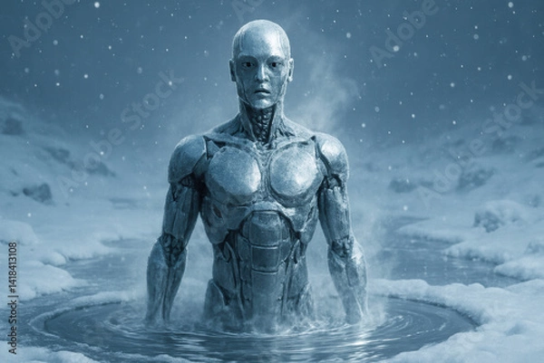 Fototapeta Cryogenic Genesis, android Awakening in the Frozen Silence