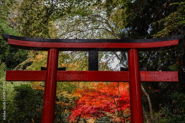 Fototapeta Gate at Japanese Garden at The Butchart Gardens on Vancouver Island in British Columbia Canada in Fall