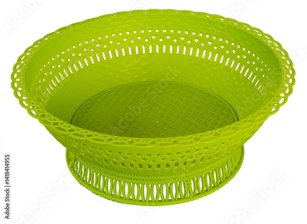 Fototapeta A small round plastic storage basket for multipurpose use on a transparent background