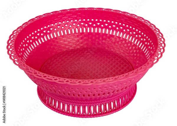Fototapeta A small round plastic storage basket for multipurpose use on a transparent background