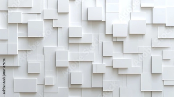 Obraz Abstract 3D White Geometric Pattern, Abstract 3D white geometric pattern with overlapping squares and rectangles