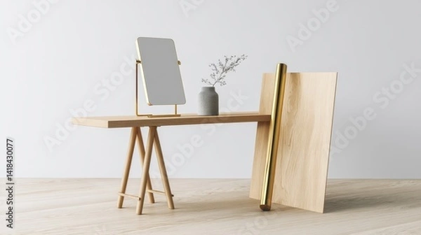 Fototapeta Clean and simple blank picture frame on a-3 - gold ornate art simplicity view