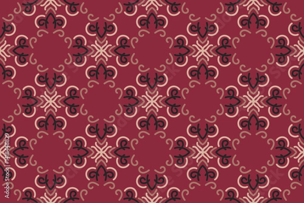 Obraz maroon luxury vector seamless pattern. Ornament, Traditional, Ethnic, Arabic, Turkish, Indian motifs. Great for fabric and textile, wallpaper, packaging design or any desired idea.