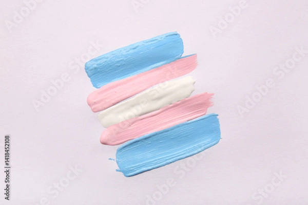 Fototapeta Transgender flag made of paint strokes on white background