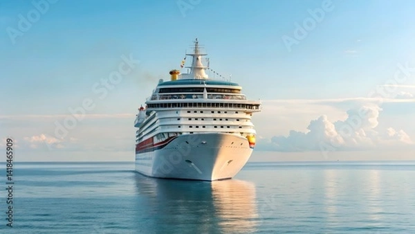Fototapeta Large cruise ship sailing on calm sea