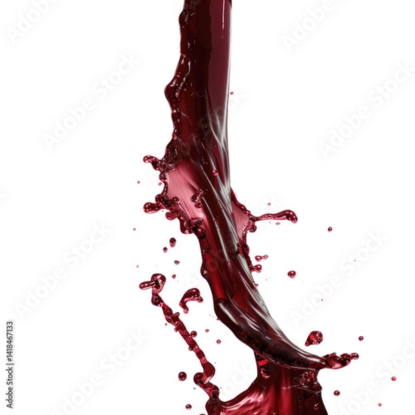 Obraz Flowing Red Liquid Splash Against a Transparent Background Capturing Dynamic Movement and Vibrant Color in a Creative Abstract Composition