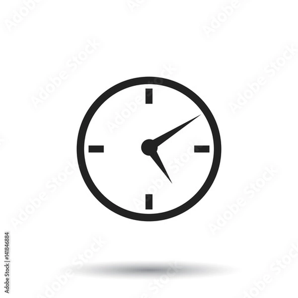 Fototapeta Clock icon, flat design. Vector illustration on white background