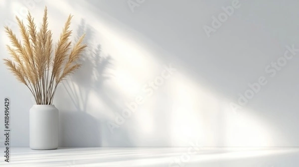 Obraz Minimalist, sunlit room with decorative dried plant