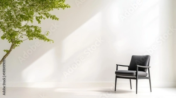 Obraz Minimalist, Modern Room with Plant and Chair