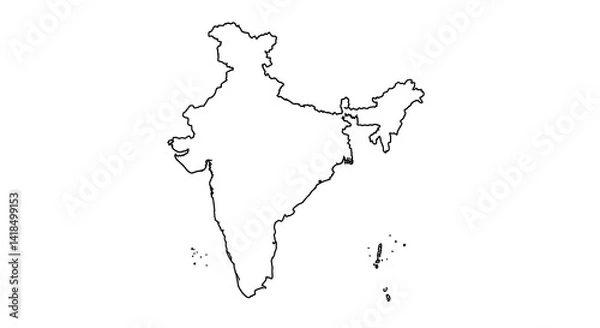 Fototapeta India Outline Map with Scattered Ink Splatter Texture