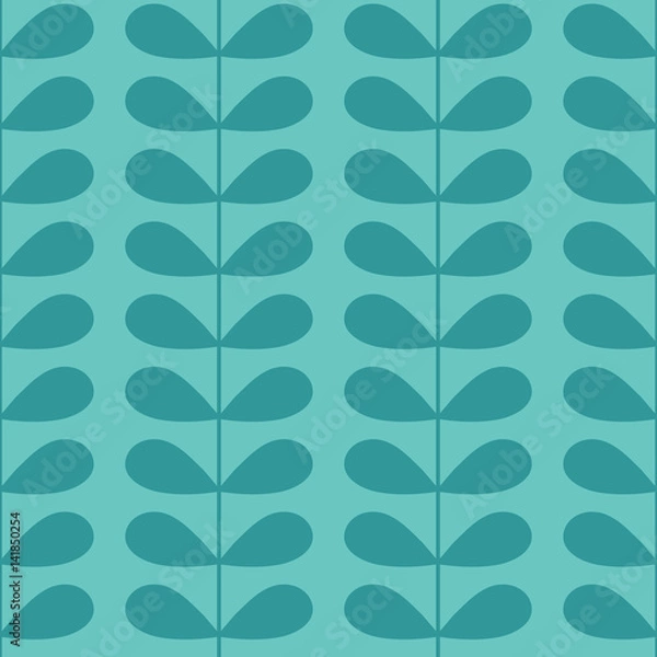 Fototapeta Decorative fabric background for wrapping paper, banner, print. Flat sprout with leaves, vector shape