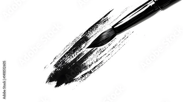 Fototapeta Black Brush Stroke on White Background for Artistic Projects